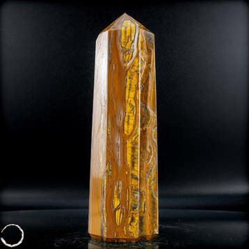 Natuurlijke tijgeroog-obelisk met goudbruine, zijdezachte