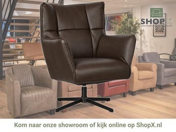 Leren draaifauteuil Lovely - Granada Chocolate (bruin), Nieuw, Ophalen of Verzenden, 75 tot 100 cm, Eigentijds, Modern, Retro, Vintage