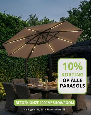 HARTMAN Zweef en Stok parasols 10% KORTING Tuin Loungeset, Tuin en Terras, Parasols, Nieuw, Waterdicht, Zweefparasol, 2 tot 3 meter