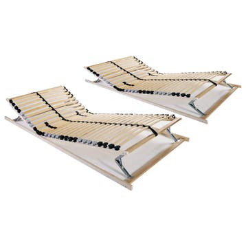 vidaXL Lattenbodems 2 st met 28 latten 7 zones 90x200 cm, 90 cm, Eenpersoons, Bruin, Verzenden