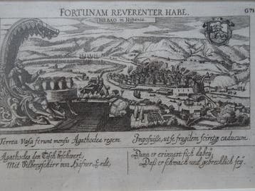 Originele gravure stad Bilbao, Spanje Daniel Meisner 1631, Antiek en Kunst, Verzenden, Gravure, Ingelijst