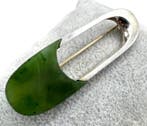 Zonder minimumprijs - Broche Zilver - Jade, Sieraden, Tassen en Uiterlijk, Antieke sieraden