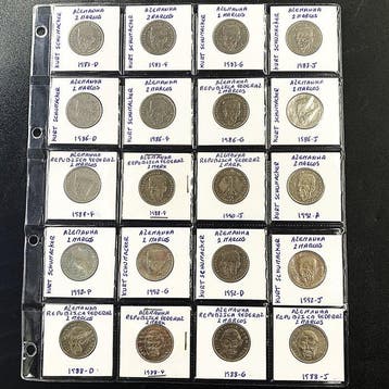 Duitsland. Lot of 20x 2 Deutsch Marks (Kurt Schumacher /
