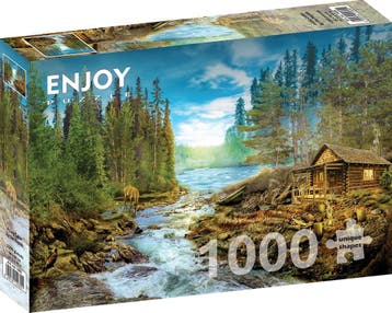 A Log Cabin by the Rapids Puzzel (1000 stukjes) | Enjoy, Hobby en Vrije tijd, Verzenden, Nieuw