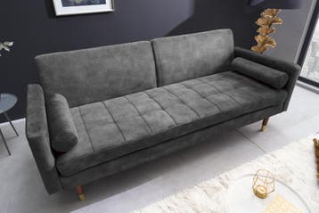 Moderne slaapbank COUTURE 196cm grijs microvelours 3-zits, Ophalen of Verzenden, Nieuw
