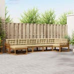 vidaXL Buiten bankenset met kussen 7 pcs Natuurlijk en Beige, Verzenden, Nieuw
