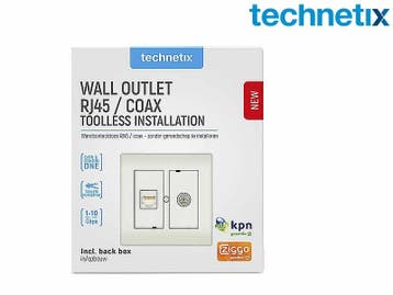 Wandcontactdoos Coax/RJ45 tweegats CAT 6 / CAT 5 - Technetix, Ophalen of Verzenden, Nieuw
