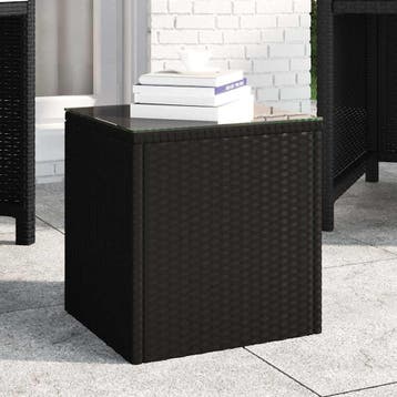 vidaXL Bijzettafel 40x37x40,5 cm poly rattan en gehard glas, Huis en Inrichting, Tafels | Bijzettafels, Verzenden, Nieuw