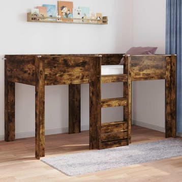 vidaXL Bunk Bed voor Kinderen Gerookt eiken 80 x 200 cm, Verzenden, Nieuw, Bruin, Hout