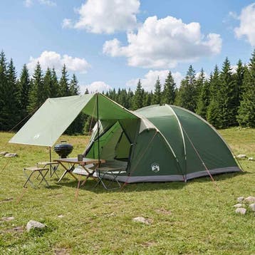 vidaXL Huisje Tent met dak Groen 8-persoons Polyester en, Verzenden, Nieuw, Tot en met 2