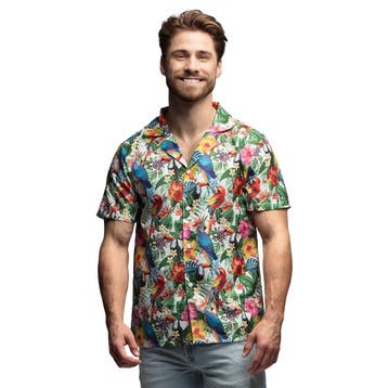 Tropische Blouse Papegaai Bloemen Korte Mouw, Ophalen of Verzenden, Nieuw