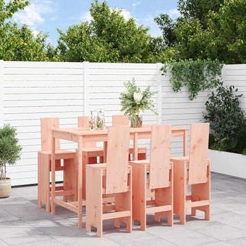 vidaXL 7-delige Tuinset massief douglashout, Verzenden, Nieuw, 7 zitplaatsen, Tuinset