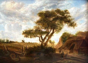 English School(XVIII-XIX) - A Tranquil Country Road with two