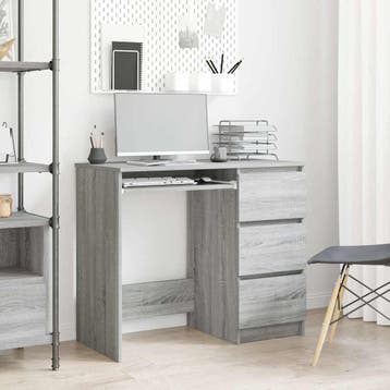 vidaXL Bureau 90x45x76 cm bewerkt hout grijs sonoma, Verzenden, Nieuw