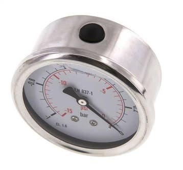 1..0 Bar Glycerine Manometer Achteraansluiting RVS/Messing, Verzenden, Nieuw