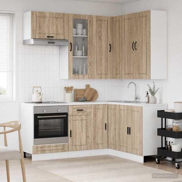 vidaXL Keukenblok PORTO 8 st Sonoma Eiken Bewerkt hout, Verzenden, Nieuw, Bruin