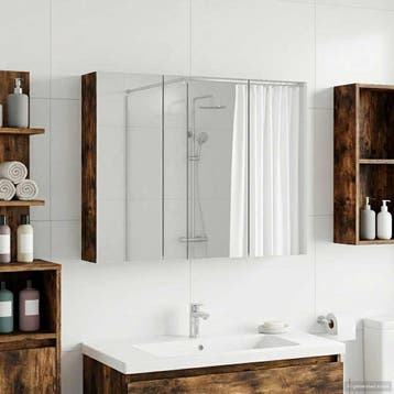 vidaXL Badkamer spiegelkast met plank Gerookt eiken 100 x, Verzenden, Nieuw