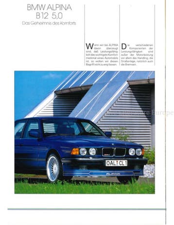 1989 BMW ALPINA B12 5.0 BROCHURE DUITS, Nieuw, Author