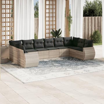 vidaXL 10-delige Loungeset met kussens poly rattan, Verzenden, Nieuw, Loungeset