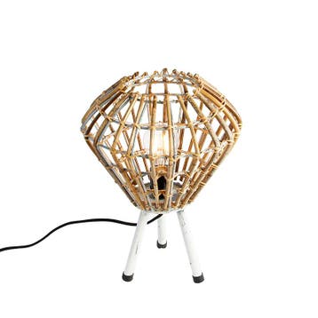 Landelijke tafellamp tripod bamboe met wit - Canna Diamond, Huis en Inrichting, Lampen | Tafellampen, Verzenden, Nieuw