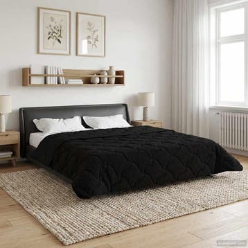 vidaXL Vol jaar dekbed Zwart 220 x 240 cm Microfiber en, Verzenden, Nieuw, Zwart