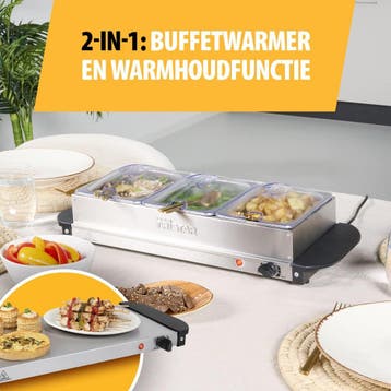 Tristar BP-6283 - Buffetwarmer 200W - Chafing dish - 3 x 1,4, Ophalen of Verzenden, Zo goed als nieuw