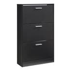 Schoenenkast Sykkylven 3 kleppen zwart 103x60x24 cm [en.casa, Huis en Inrichting, Verzenden, Nieuw