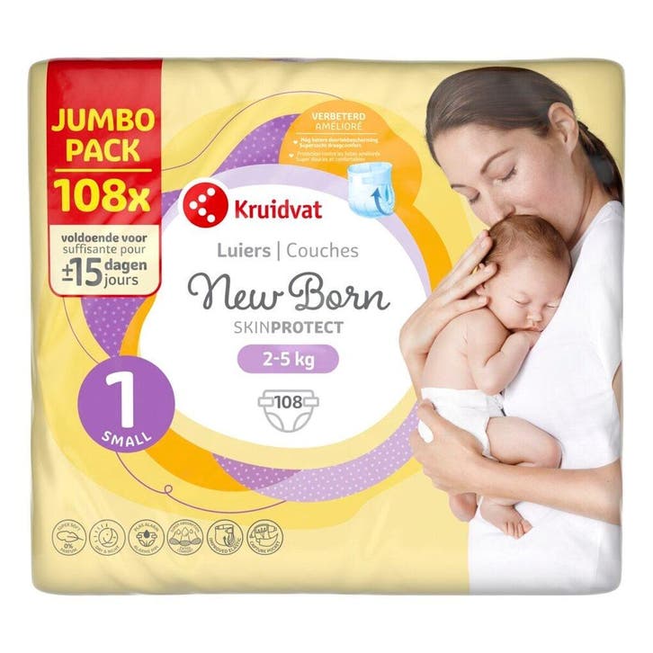 Kruidvat 1 NewBorn Small Luiers Jumbopack, Kinderen en Baby's, Overige Kinderen en Baby's, Nieuw, Verzenden