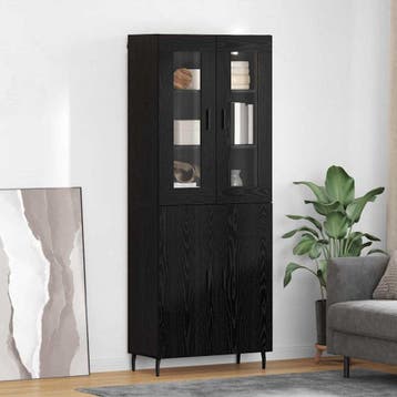 vidaXL buffetkast 2 st Zwart Eiken 69,5 x 34 x 180 cm, Minder dan 50 cm, Verzenden, Nieuw, Minder dan 100 cm