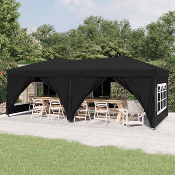 vidaXL Partytent inklapbaar met zijwanden 3x6 m zwart, Verzenden, Nieuw, Partytent