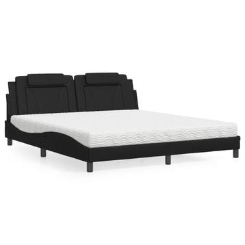 vidaXL Bed Viana met matras kunstleer zwart 180x200 cm, Overige materialen, Eenpersoons, Verzenden, Zwart