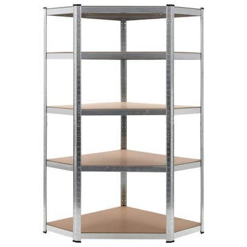 vidaXL Hoekrek 5-laags staal en bewerkt hout zilverkleurig, Verzenden, Nieuw