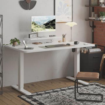 Elektrisch In Hoogte Verstelbaar Bureau 160x70cm Wit met Mon, Huis en Inrichting, Verzenden, Nieuw