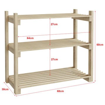 [en.casa] Schoenenrek Them 60x68x30 cm houtkleurig, Verzenden, Nieuw