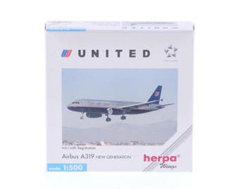 Schaal 1:500 Herpa 509015 United Airlines Airbus A319 Reg..., Ophalen of Verzenden, Zo goed als nieuw