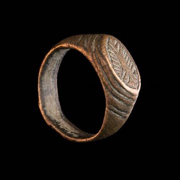 Oud-Romeins Brons Prachtige zegelring met Arbor Vitae-motief