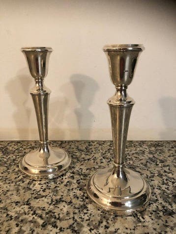 Kandelaar (2) - .925 zilver, Antiek en Kunst
