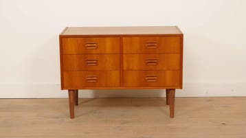 Vintage Deense ladekast | Teak | 6 lades, Ophalen of Verzenden, Nieuw