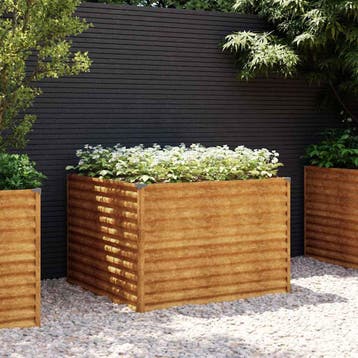 vidaXL Plantenbak verhoogd 100x100x69 cm cortenstaal, 100 cm of meer, Verzenden, Nieuw, Metaal