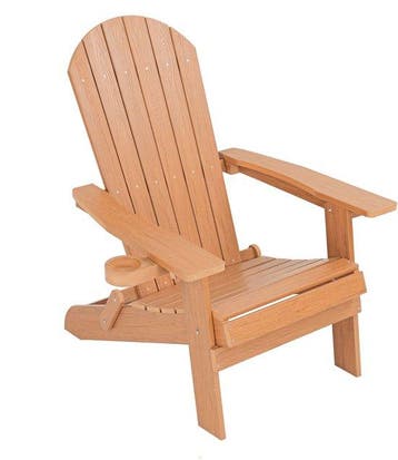 2dekans | AXI Claire Adirondack Stoel Bruin – Kunststof, Tuin en Terras, Ophalen of Verzenden, Zo goed als nieuw