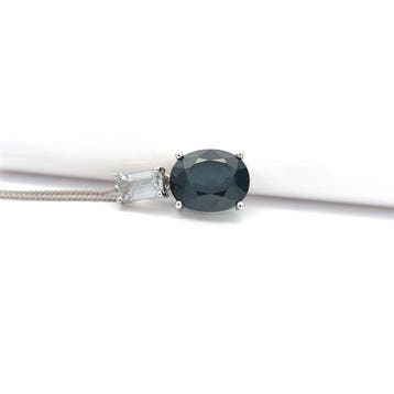 Ketting met hanger - 14 karaat Witgoud - 2.76ct. tw. Saffier