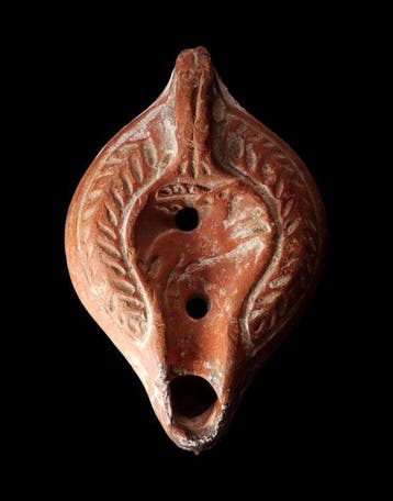 Oud-Romeins Terracotta Olielamp in sigillé aardewerk -