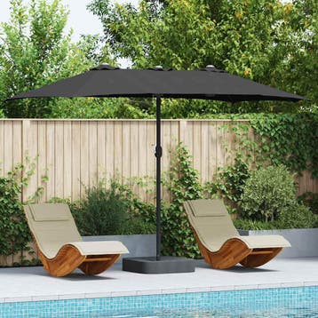 vidaXL Tuinparasol Zwart 385 x 209 x 244 cm Polyester en, Verzenden, Nieuw, 2 tot 3 meter