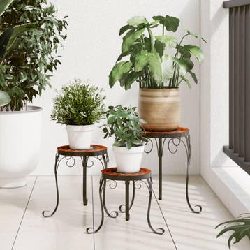 vidaXL Plantenstandaards 3 st keramiek terracottakleurig en, Verzenden, Nieuw