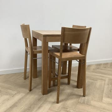Hutten complete set statafel met 3 barkrukken, hout, Ophalen of Verzenden, Gebruikt