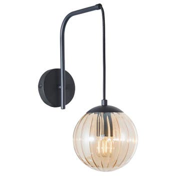 Retro wandlamp amber, Rifka, met schakelaar, Ophalen of Verzenden, Nieuw, Glas