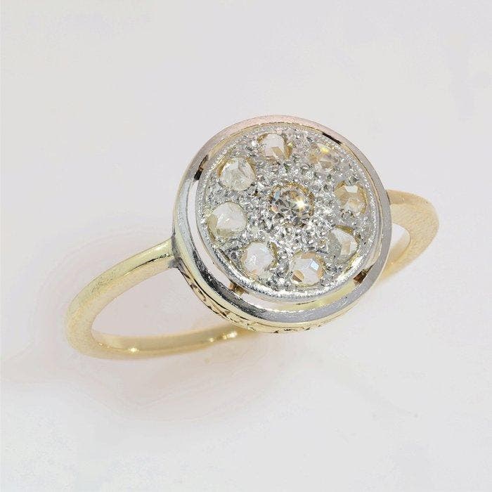 Ring - 18 karaat Geel goud - Diamant - Vintage Art Deco uit, Sieraden, Tassen en Uiterlijk, Ringen