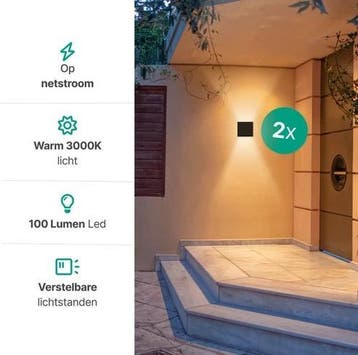 Wandlamp - 2 pack - Werkt op netstroom - 3000K, Verzenden, Zo goed als nieuw
