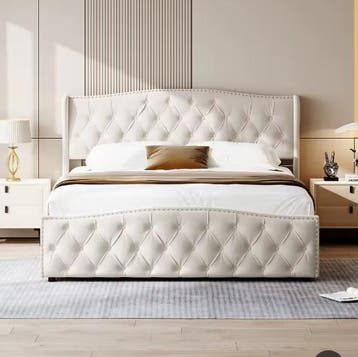 Gestoffeerd Opbergbed 160×200 cm met Golfhoofdeinde, Verzenden, Nieuw