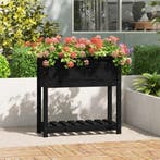 vidaXL Plantenbak met schap 82,5x34,5x81 cm massief, Verzenden, Nieuw, Hout, 60 cm of meer